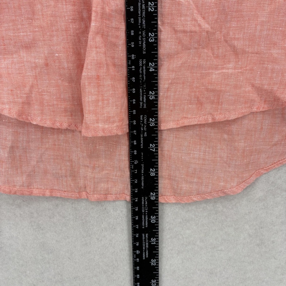 Sigrid Olsen Blouse Womens Small Pink 100% Linen Collared Roll Tab Tunic Top - Picture 4 of 11